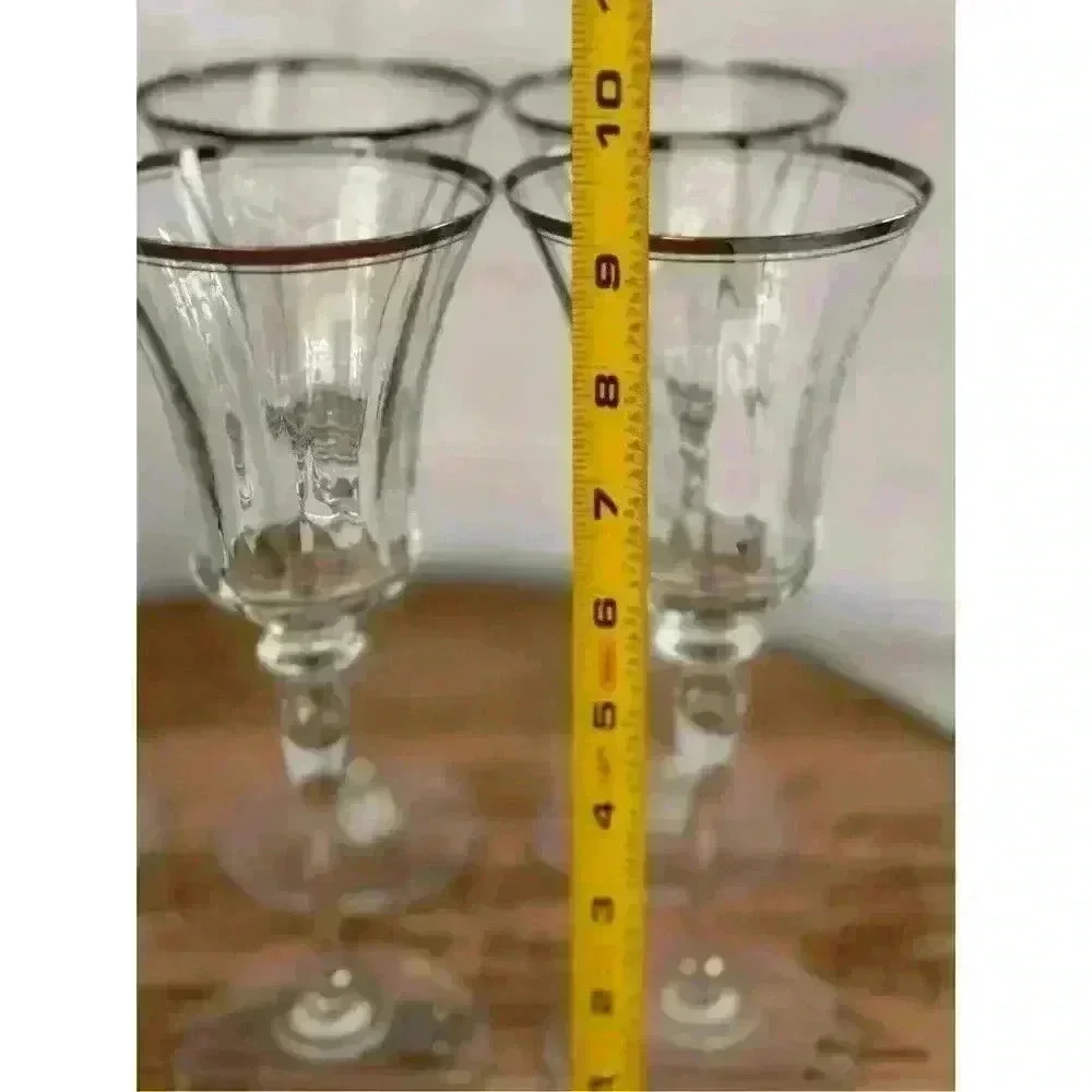 MIKASA Jamestown Clear (Platinum Trim) 9” set of 6 Goblets Excellent Condition